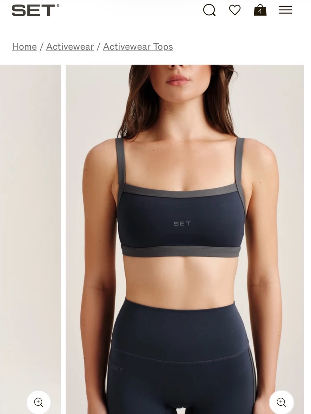 SET Active Charcoal Gray Square-Neck Sports Bra